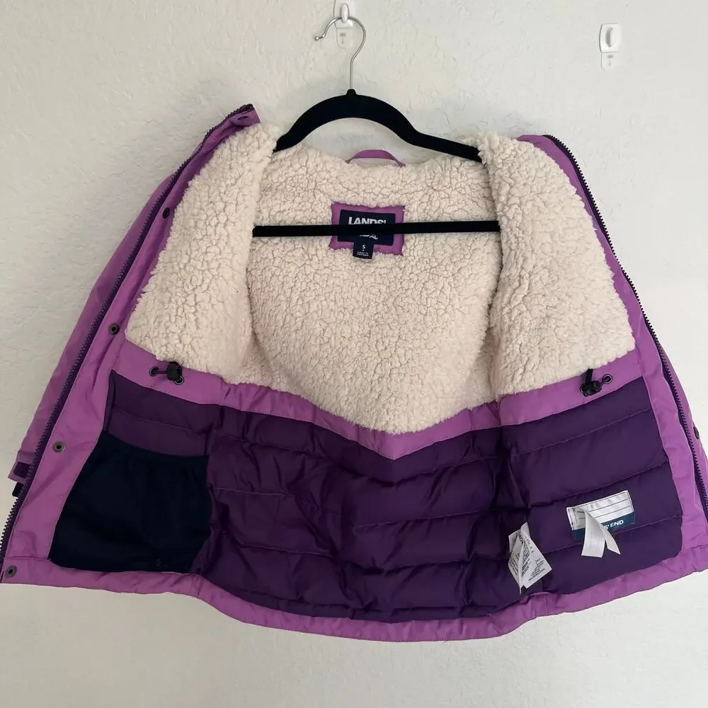 Lands' End Kids Purple Faux Fur Trim Expedition Winter Parka Jacket Size 4T